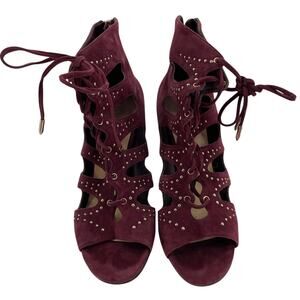 Ivanka Trump Purple Maroon Suede Lace Up Gladiator Sandal Stiletto Heel 8M